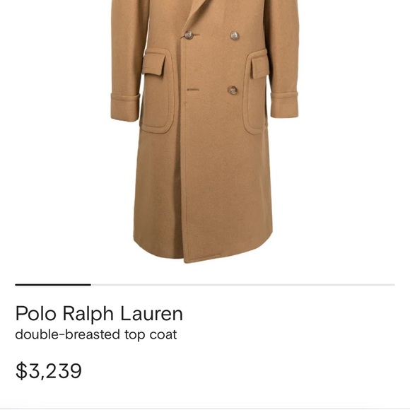 Ralph Lauren Purple Studios Tan Double-Breasted Coat
